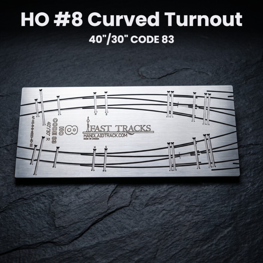 HO #8 Curved Turnout 40"/30" CODE 83