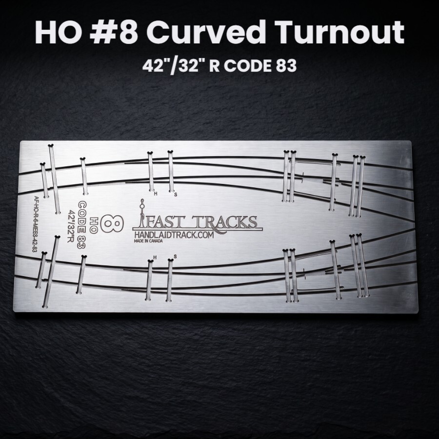 HO #8 Curved Turnout 42"/32" R CODE 83